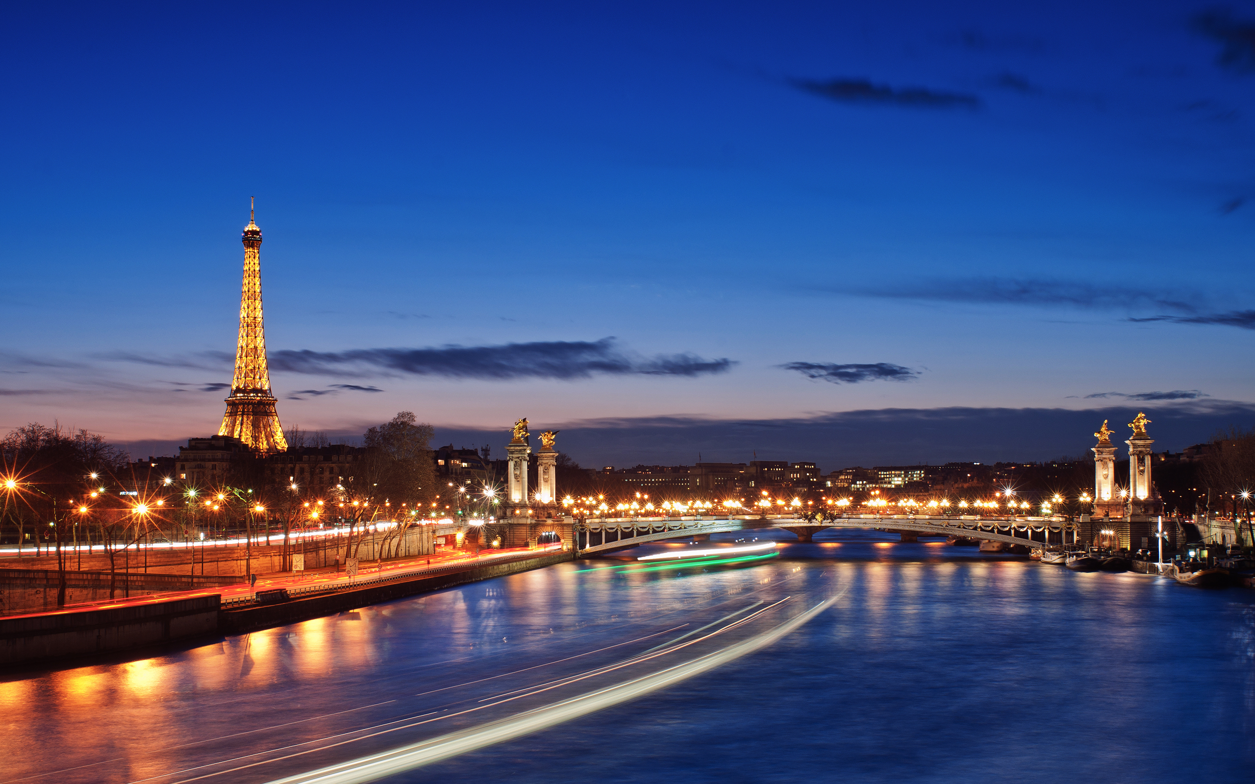 City Paris France River Evening Lights