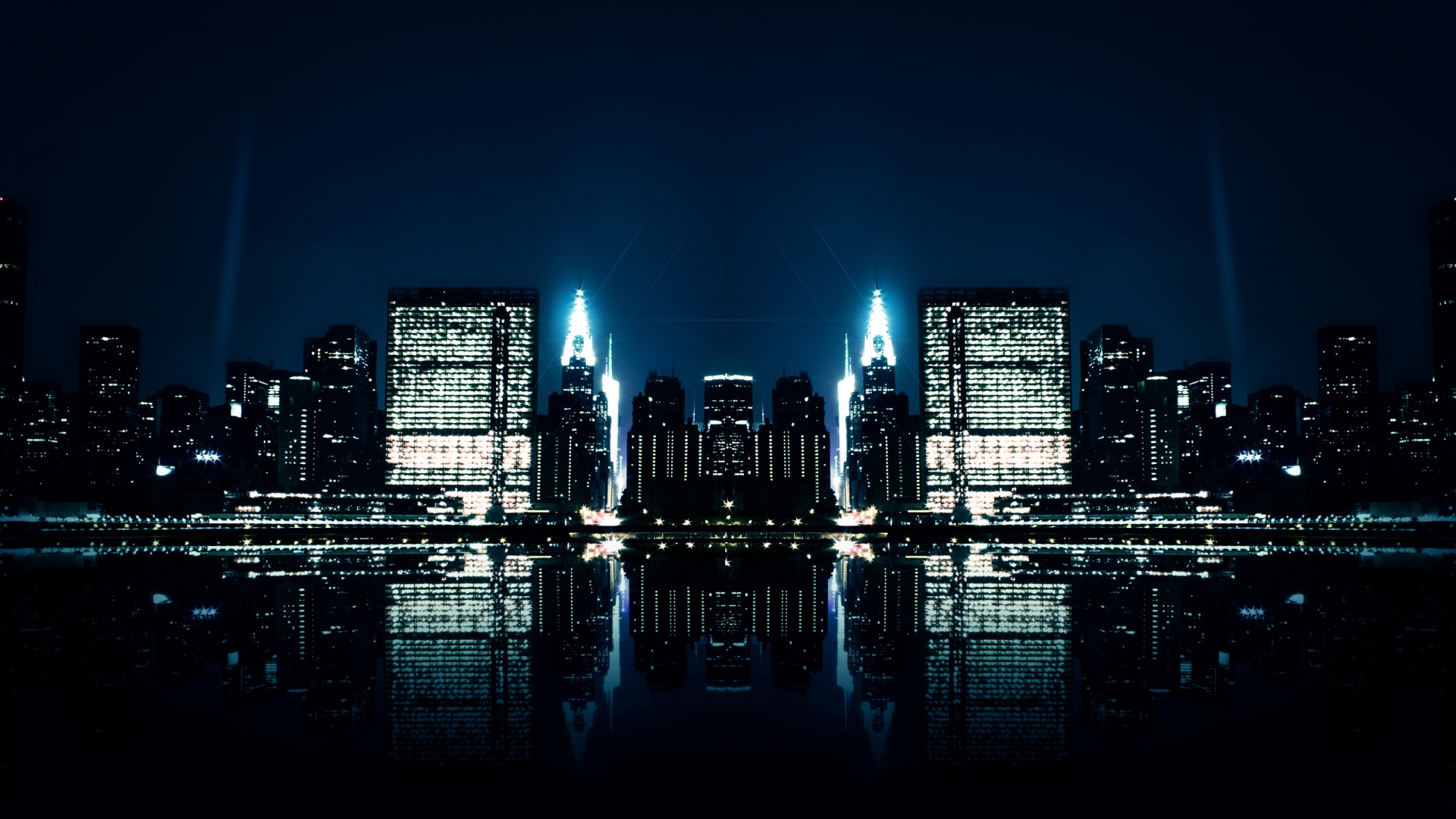 City Night Reflections Wallpaper HD
