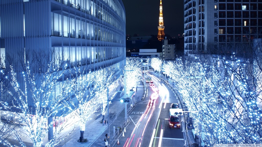 blue lights in tokyo wallpaper