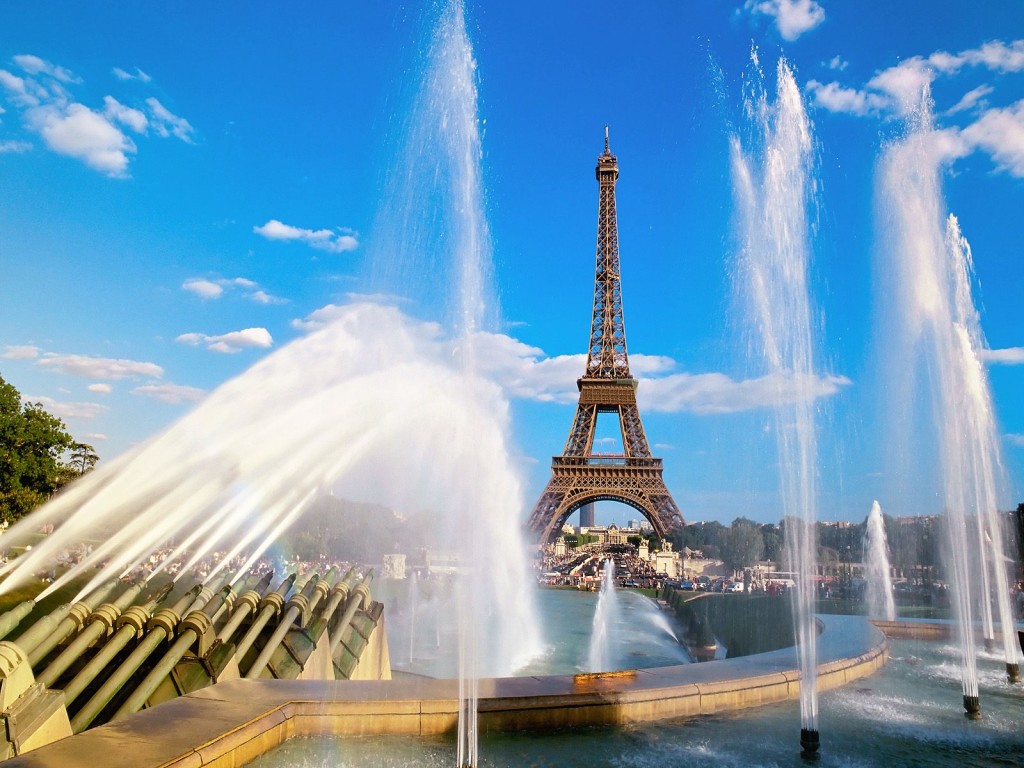 /Eiffel Tower and Fountain Paris France